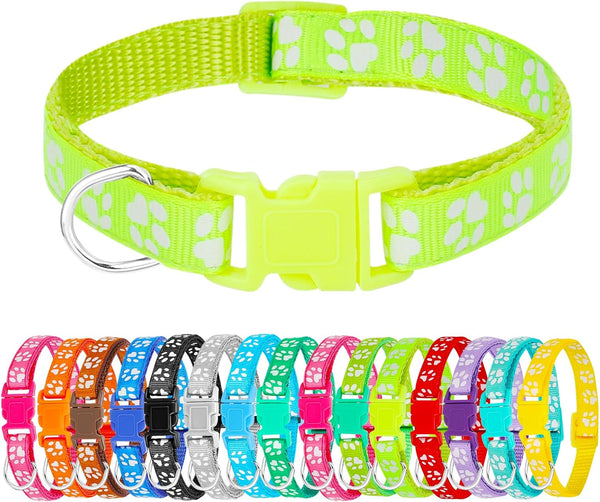 Puppy Collars - 16 Pack Adjustable Soft Nylon ID Collars for Newborn Litter Puppy Pets