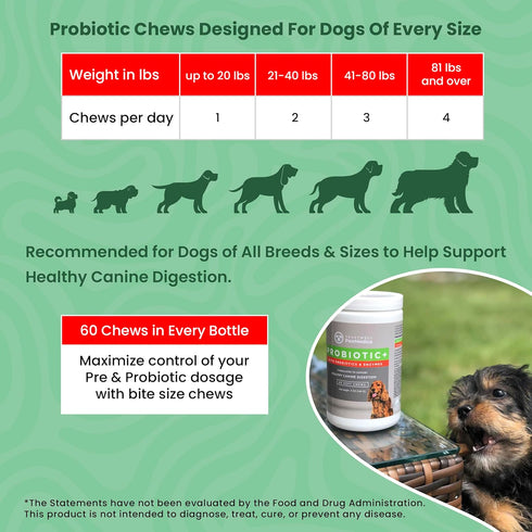 PawMedica Probiotics for Dogs - Digestive Enzymes, Prebiotics & Chews, Made in USA, 60 Dog Probiotic Chews