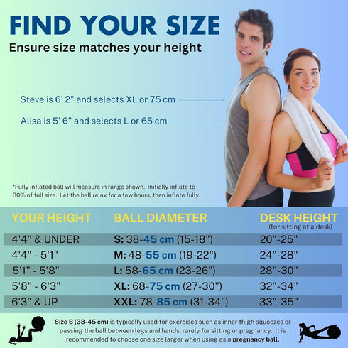 ProBody Pilates Exercise Ball - Multiple Sizes Gym Grade Balance Ball for Fitness, Yoga, Workout, Pregnancy & Physical