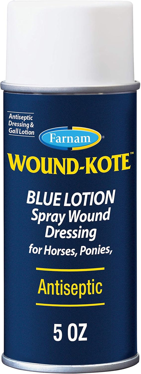 Farnam Wound-Kote Blue Lotion Spray, 5 Oz, Horse Wound Care for Minor Wounds, Cuts, and Sores
