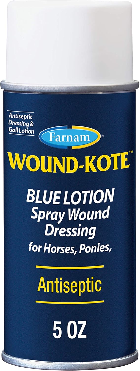 Farnam Wound-Kote Blue Lotion Spray, 5 Oz, Horse Wound Care for Minor Wounds, Cuts, and Sores