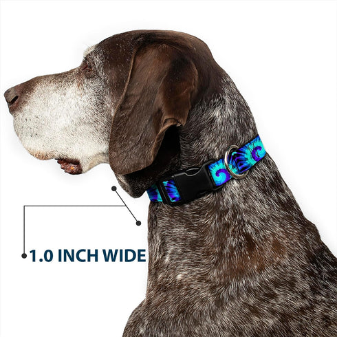 Buckle-Down Plastic Clip Collar, Tie Dye Swirl Purples/Blues, 1" Wide, Fits 15-26" Neck