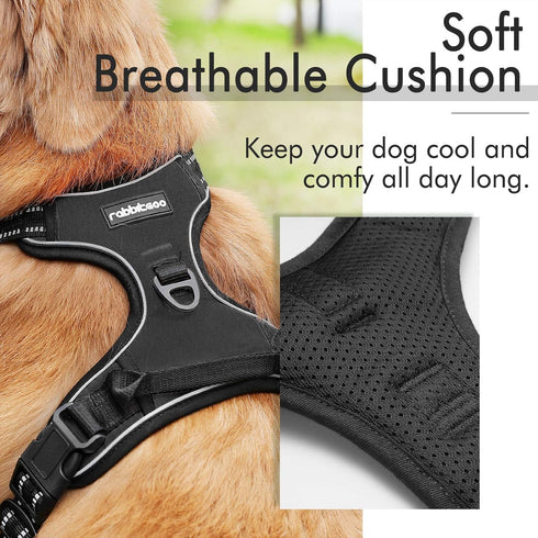 rabbitgoo Dog Harness, No-Pull Pet Harness with 2 Leash Clips, Adjustable Soft Padded Vest, Reflective No-Choke Oxford