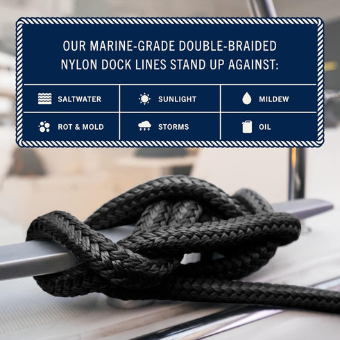 Rainier Supply Co. Boat Dock Lines & Rope - 30' x 3/4", 50' x 3/4', 50' x 5/8" Premium Nylon Dock Rope