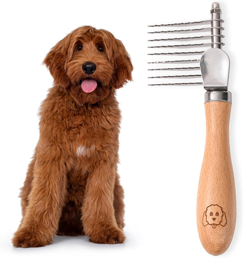 Dog Dematting Brush & Rake, Detangler Tool for Grooming, Best for Doodles, Poodles, Goldendoodles, Cats & Other Pets