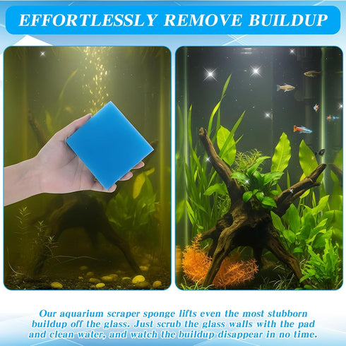 DOPENSPI 6PCS 3.23.21 Aquarium Glass Cleaner Sponge, Non-Scratch Fish Tank Cleaning Sponge Fish Tank Walls Cleaner