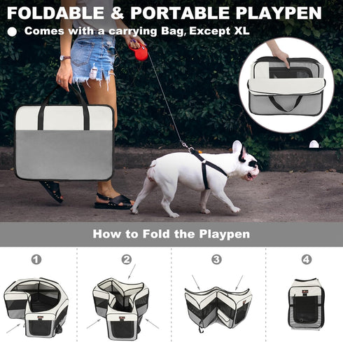 Aivituvin Dog Playpen Foldable Pet Play Pens with Carrying Bag for Cat, Puppies, Rabbits, Chickens, Durable Portable