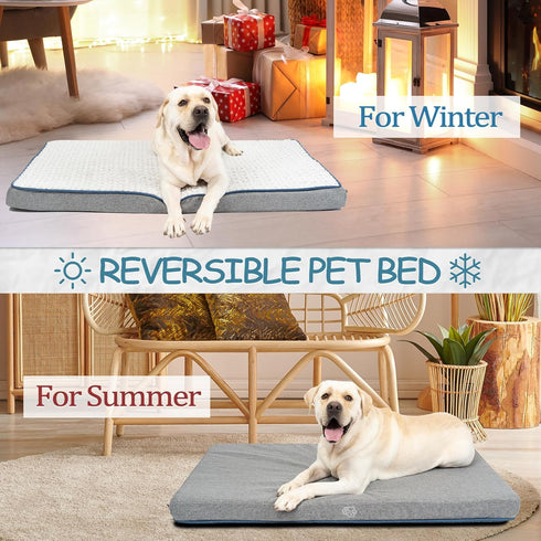 EMPSIGN Reversible Cool and Warm Dog Bed for Crate, Washable and Removable Cover, Grey