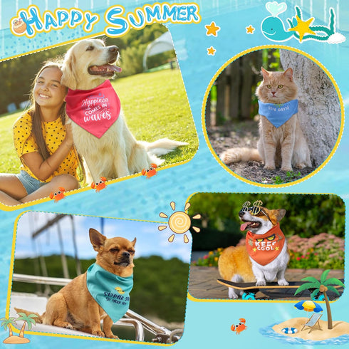 100 Summer Pcs Dog Bandana Bulk with Sayings Pet Triangle Scarf Bibs Washable Puppy Kerchief Adjustable Grooming