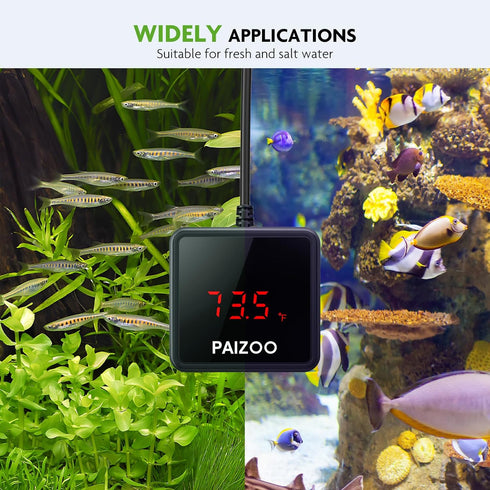 Aquarium Thermometer, LED Digital Waterproof Temperature Gauge with USB Power for Fish Tank, Suction Cup