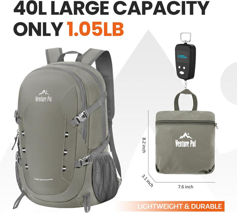 Venture Pal 40L Lightweight Packable Travel Hiking Backpack Daypack