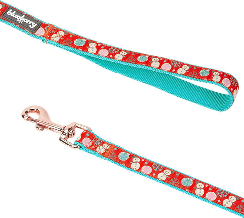 Blueberry Pet Snowman Making Christmas Designer Dog Leash with Bowtie, 5 ft x 3/4", Medium