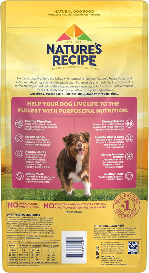 Nature's Recipe Grain Free Salmon, Sweet Potato & Pumpkin Dry Dog Food, 4 lb. Bag