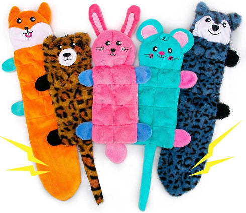 AWOOF No Stuffing Dog Toy Set, Crinkle Squeaky Chew Toys for Small Medium Large Breed Puppies, Durable Birthday