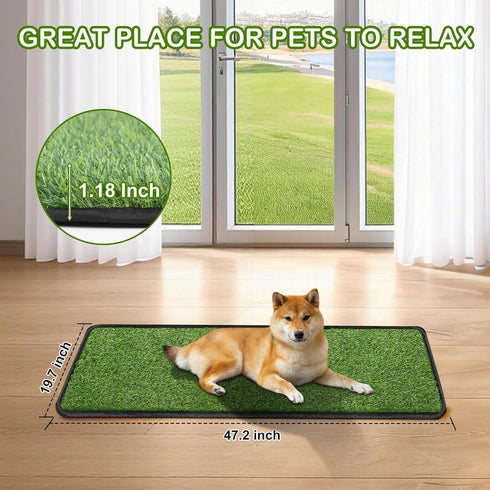 Washable(19.7"*47.2") Artificial Grass Mat, Dog Grass Pee Pads, Fake Grass Pad for Pets Potty Training, Soft Grass Pad
