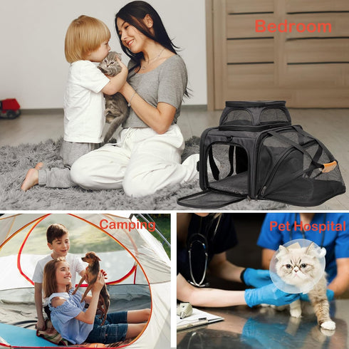 JUNGYOON Cat Carrier, Expandable Airline-Approved Soft-Sided Pet Travel Bag for Cats, Small Dogs & Small Pets