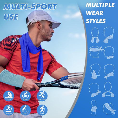 6 Pack (47"x12") CSITE Cooling Towels for Neck and Face, Ice Towel for Hot Weather, Soft Breathable Chilly Gym Towels