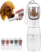 Dog Water Bottle, Portable Pet Water Dispenser with Food Container for Cat, Puppy, Hiking, Travel, 19oz