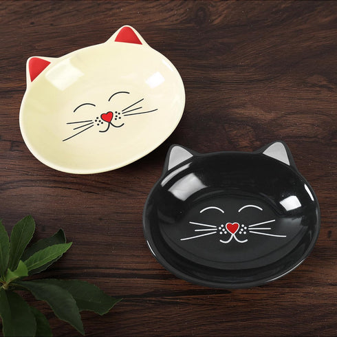 Park Life Designs Ceramic Cat Dish - Stylish & Durable Food & Water Bowl for Cats & Kittens (Black) | Easy-Clean,