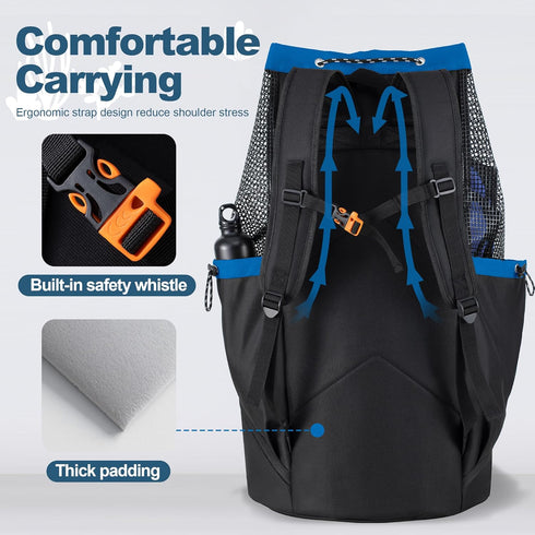 XL Mesh Scuba Diving Bag Backpack for Snorkeling Gear & Equipment, Holds Mask, Fins, Snorkel