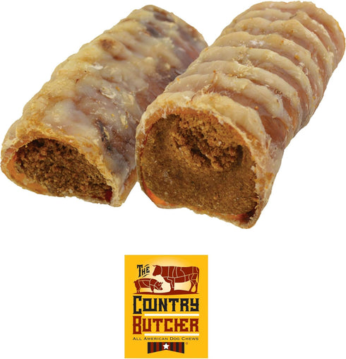 Filled Beef Trachea Dog Treats, Natural, Tough Chew Toy, Chicken N Rice, 5 Count, Made in The USA
