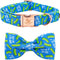 Elegant Little Tail Dog Collar - Dill Pickles Print Bow Tie Collar for X-Large Dogs