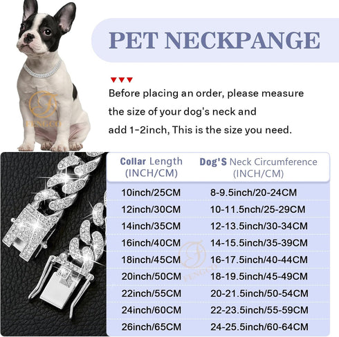 Silver Dog Chain Collar, Diamond Cuban Link Necklace, 13mm Wide Metal Cat Chain, Pet Crystal Jewelry Accessories for