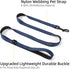Mile High Life Reflective Dog Collar Leash Set for Small Medium Dogs (Reflective Stripe Blue, Medium, Pack of 2)