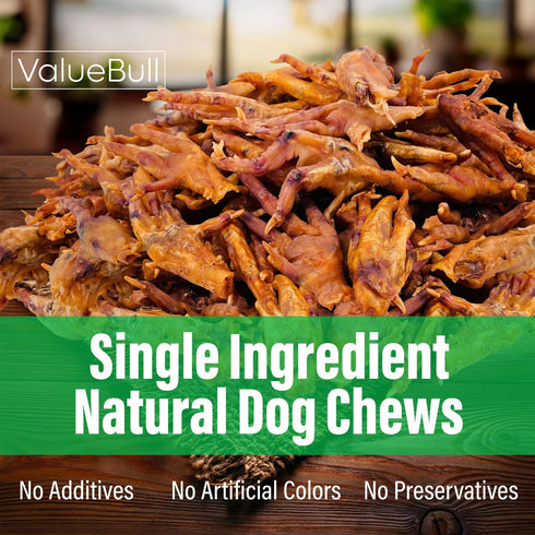 50 Count ValueBull Chicken Feet for Dogs, - All Natural Dog Chew, Hip and Joint Chew, Single Ingredient Dog Treat