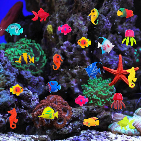 Weewooday 20 Pieces Artificial Moving Fishes, Plastic Floating Fish Ornament for Aquarium Decorations