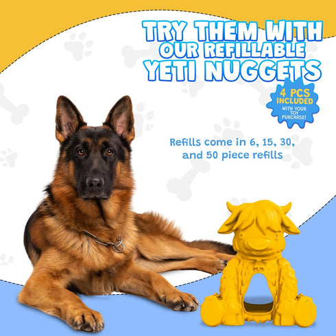 Yeti Puff and Play Dog Toy - Interactive Nuggets Treats Dispenser Puzzle for Light to Moderate Chewers