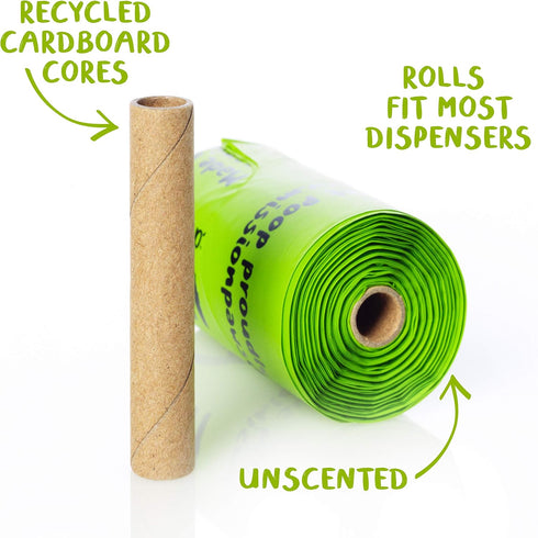 PLANET POOP Home Compostable Dog Poop Bags, 120 Un-Scented Extra-long Pet Waste Bags, Plastic Free, Leakproof