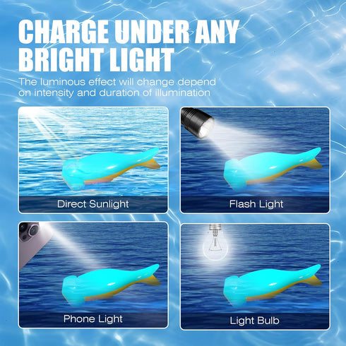 Floating Luminous Dog Toy, Squeaky Glow in The Dark Dog Toy (Hammerhead Shark)