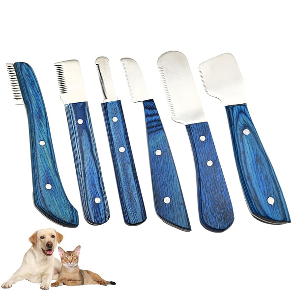 Professional Dog Grooming Stripping Knife Kit 6-Piece Pet Grooming Tool Set with