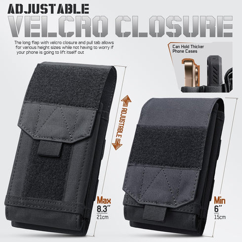 RXW Molle Phone Pouch Tactical Phone Holster Universal Dual Cell Phone Holder Utility EDC Pouch with US Flag Patch