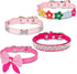 4 Pcs Pink Dog Collar, Spiked Studded Collars with Pearls, Rhinestone Bow Knot Crystal Diamond Colorful Flower Collars