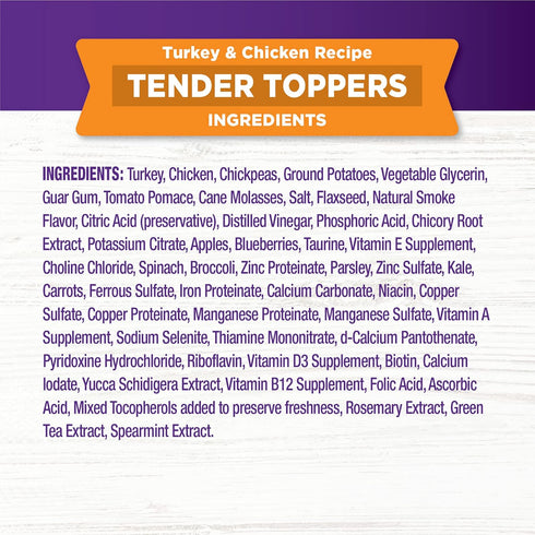 Wellness Tender Toppers (Previously Bowl Boosters), Grain-Free Natural Dog Food Toppers, Real Meat (Turkey & Chicken,