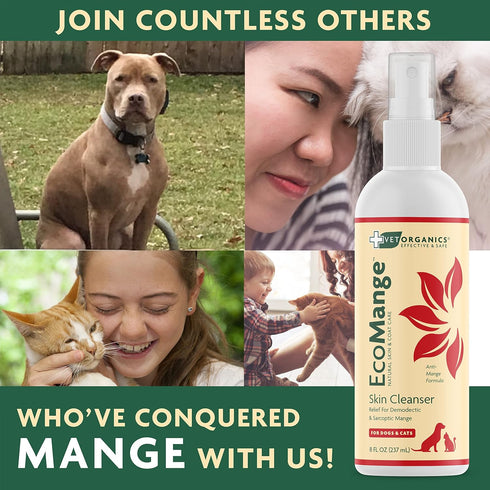 EcoMange Mange Relief for Dogs & Cats - 8 Oz. Itch Relief Spray with Herbal Extract & Essential Oil