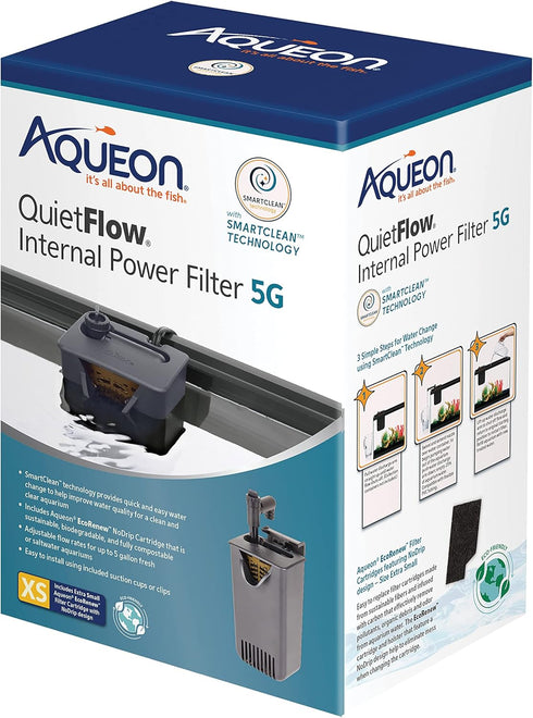 Aqueon QuietFlow Internal Filter with SmartClean Technology, Extra Small Size