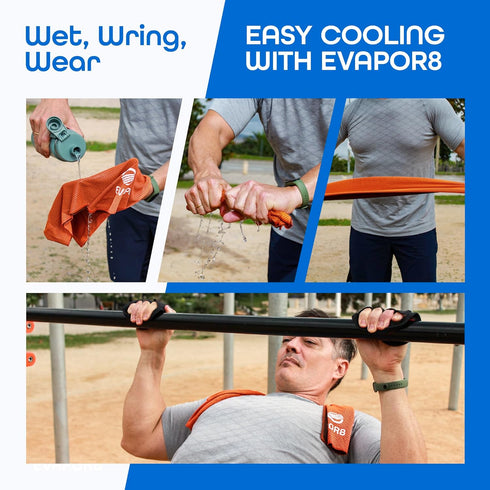 Evapor8 50 Set 4 (40 12) Cooling Towels - Instant Heat Relief & Sweat Towel - Reusable Gym Towel for Men & Women