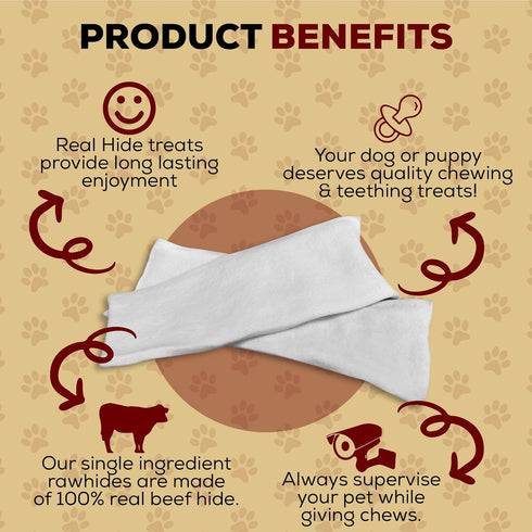 All Natural Dog Chew Treats, Premium Rawhide Chips, 1 Pound, Long Lasting Grass Fed Beef Hide