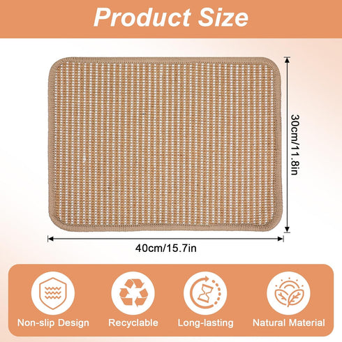 Nogeqi 1PCS 15.75x11.81 Inch Rabbit Scratching Pad, Natural Sisal Bunny Scratch Pad, Rabbit Mat Claws and Teeth Care