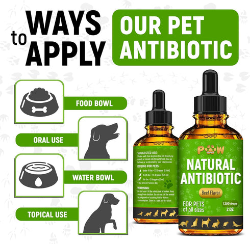 Natural Antibiotic for Cats and Dogs | 2 Oz Beef Dietary Supplement | Cat and Dog Antibiotics