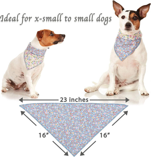 Reversible Purple Floral Dog Bandana - Cotton Handkerchief for Small Dogs, Cats, Puppies, Single Piece