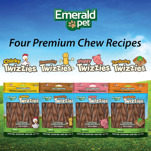 Emerald Pet Dog Chews, Rawhide Free All-Natural Chew Sticks, 100% Digestible, Grain-Free, Pink