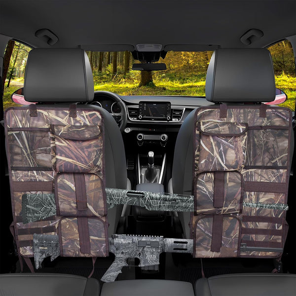 2 Pack Tactical Gun Racks for Truck, Camo Seat Back Holder with Molle Panel, Automotive Racks for Hunting Gear