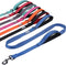 VIVAGLORY Traffic Handle Dog Leash, Two Padded Soft Handles, Strong Reflective & Metal Hook Training Lead, Blue