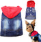 SILD Pet Clothes Dog Jeans Jacket, Cool Blue Denim Coat for Small Medium Dogs, Red, XXL
