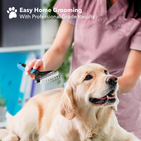 BOSHEL Dematting Comb for Dogs - Undercoat Rake Brush for Pets, Dematting Tool for Cats and Dogs