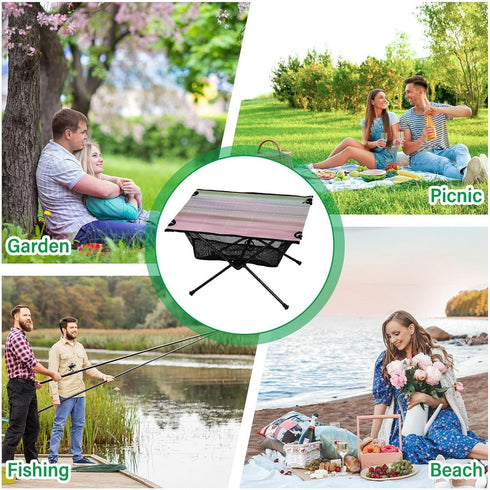 Amooorous Foldable Coffee Table Gradual Change Extendable Outdoor Grill Table with Carry Bag for Outdoor Cooking Picnic